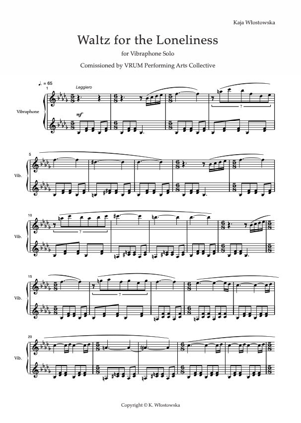 Waltz for the Loneliness - Score - PDF