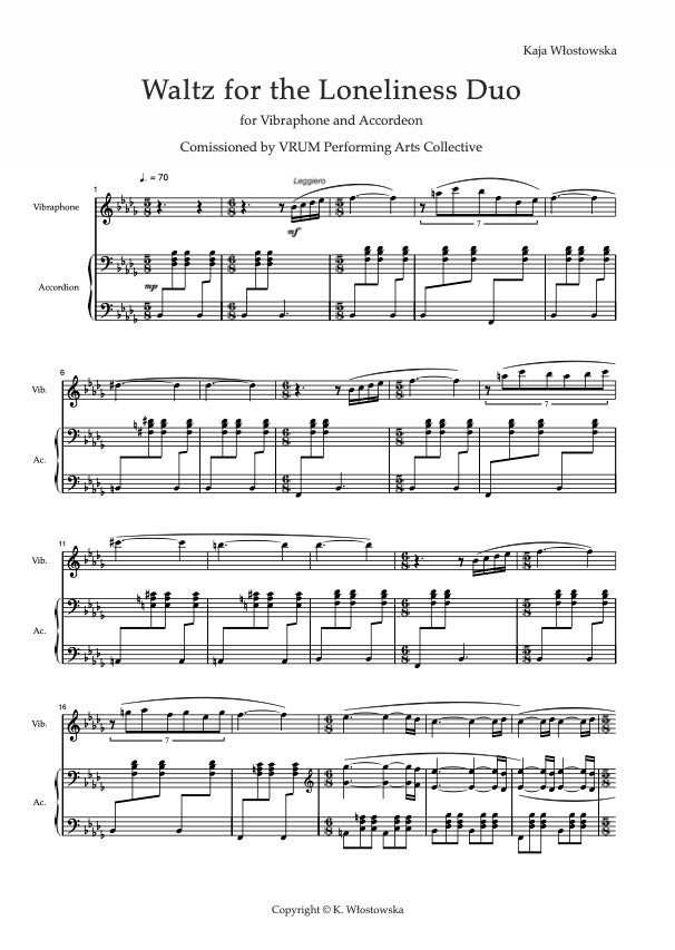 Waltz for the Loneliness Duo - Score - PDF